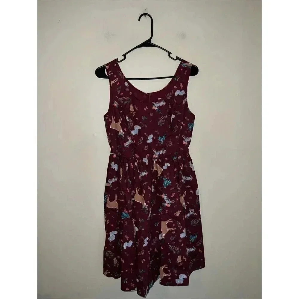 Modcloth Optimistic Effect Woodland Creature Critter Sleeveless Dress Small - Picture 1 of 3